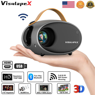 #ad 1080P Projector 25000LMS 4K 3D 5G WiFi Bluetooth Video Home Theater 250quot; Display