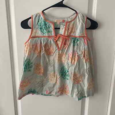 #ad Pink Chicken Jade Top Multi Coral 10 Girls Sleeveless Blouse