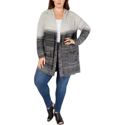 #ad Style amp; Co Ombre Hooded Cardigan Pockets Open Front Long Sleeve Plus 0X NWT