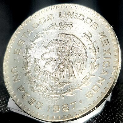 #ad *Beautiful* Authentic Silver Peso 1957 1967 Un Peso quot;Mexico#x27;s Last Silver Coinquot;