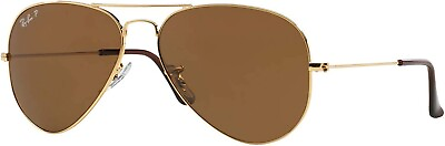 #ad Ray Ban RB3025 001 57 Gold Aviator Metal Brown Classic Polarized Sunglasses