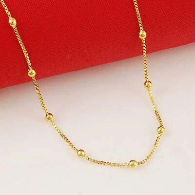 #ad Box Chain Gold Beaded Necklaces Women Fashion Jewelry Pendant Charm Necklace 1pc