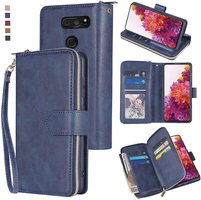 #ad LG V30 V30 Wallet Case 9 Card Zipper Slots Kickstand Flip Leather Phone Case