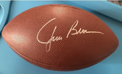 #ad JIM BROWN Cleveland Brown signed football .PSA