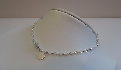 #ad FINE LADIES ANKLET 925 STERLING SILVER W HEART CHARM LOBSTER LOCK CHAIN 2.6MM
