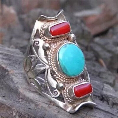 #ad Fashion Women 925 Silver Jewelry Wedding Engagement Turquoise Rings Size 6 11