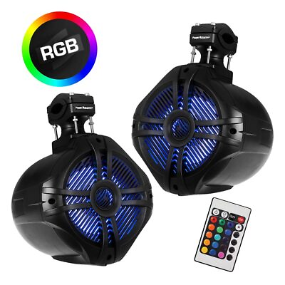 #ad Power Acoustik Marine 8quot; 2 Way Wakeboard Speakers with RGB LED Illumination Pa