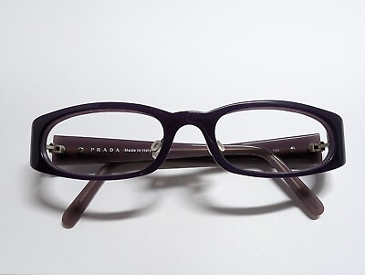 #ad Prada Eyeglasses Frames Only VPR 07F 0BK 101 50 18 130 Purple Plastic