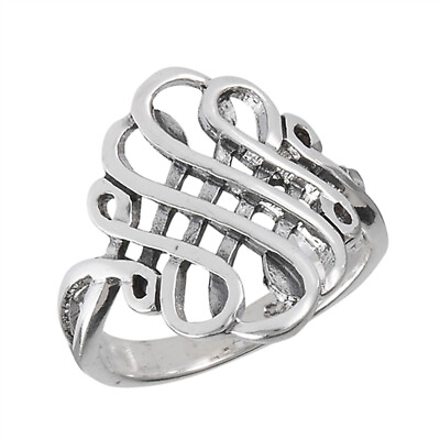 #ad Oxidized Celtic Infinity Knot Filigree Ring .925 Sterling Silver Band Sizes 6 9 $13.39