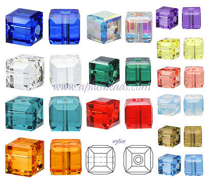 #ad 10pcs Authentic #5601 Swarovski Crystal 4mm Cube Square Beads pick colors