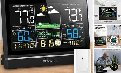 #ad 2076B Weather Station with Atomic Clock Wireless Indoor Outdoor Multicolored