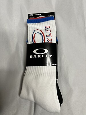 #ad Oakley Men#x27;s B1B Icon Socks size large 2 Pack White Redblue white 93274 100