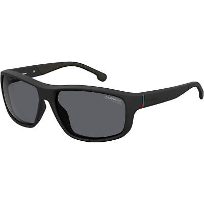 #ad Carrera Men#x27;s Sunglasses Grey Lens Matte Black Rectangular Frame 8038 S 0003