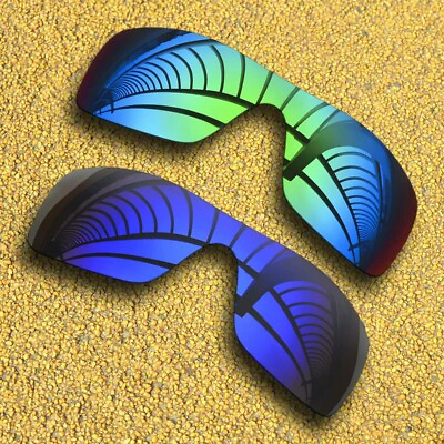 #ad US 2Pieces Lenses Replacement for Oakley Batwolf OO9101 Green Mirroramp;Violet Blue