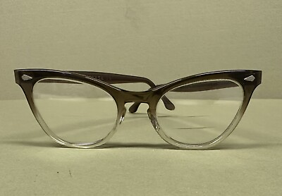 #ad Graceline USA Cat Eye 5 3 4 Ombré Brown Nerd Eyeglasses Frames 46 22 True Vtg
