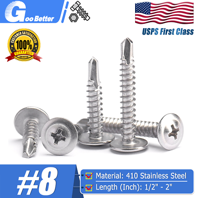 #ad #8 Phillips Wafer Head Self Tapping Drilling Screws 410 Stainless Steel Cross