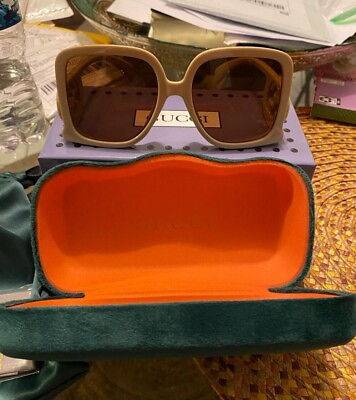 #ad Gucci 6999 58 19 140 Oversized Square Women Sunglasses Beage with Brown Lens