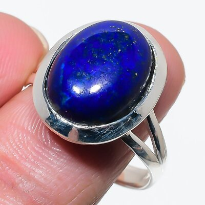 #ad Lapis Lazuli Gemstone Handmade 925 Solid Sterling Silver Jewelry Ring Size 10