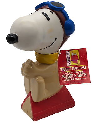#ad Peanuts Snoopy Flying Ace Plastic Bottle Hypo Allergenic Bubble Bath w Tag Vtg.