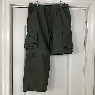 #ad BSA Boy Scouts Youth Convertible Uniform Cargo Pants Size 18 Canvas Olive Green