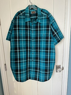 #ad Foundry Mens Short Sleeve Button Up Shirt Size 3XL Blue plaid