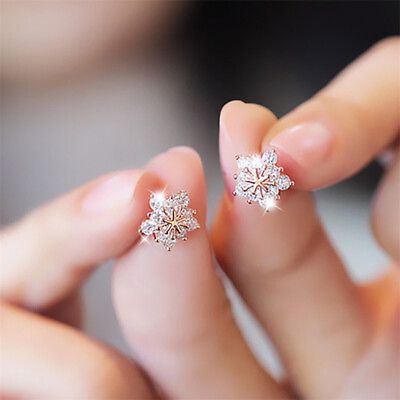 #ad Fashion Flower Snowflake Zircon Ear Earrings Stud Women Wedding Jewelry Gift New