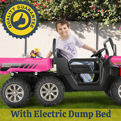 #ad Electric 24V Battery Power Kids Ride On Car Toys 2 Seat Dump Truck w 6 Wheels@