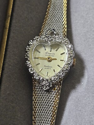 #ad Vintage Deauville Genuine Diamond Gold Plated Ladies Dress Watch New W Box