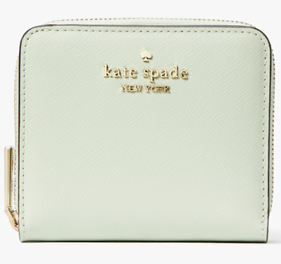#ad Kate Spade Staci Small ZipAround Wallet Mint Green Leather KG035 Olive NWT $139