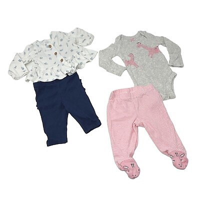 #ad Newborn Girl#x27;s Leggings Body Suit amp; Button Long Sleeve Shirt Size Newborn.