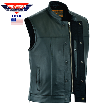 #ad Pro USA Men#x27;s Outlaw Leather Motorcycles Club Vest Gun Pocket Single large panel