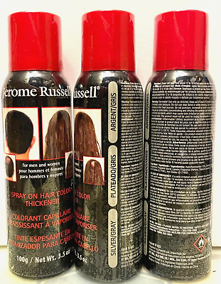 #ad JEROME RUSSELL SILVER GRAY TEMPORARY SPRAY HAIR COLOR THICKENER 3.5 OZ 3 CANS