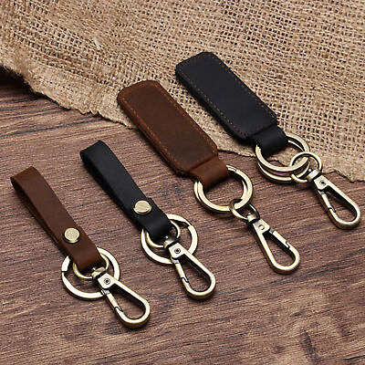 #ad Men Creative Metal Leather Key Chain Ring Keyfob Car Home Keyring Keychain Gift