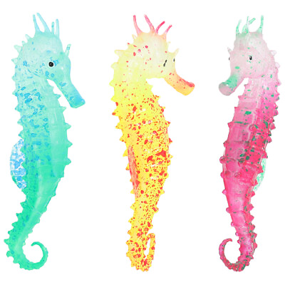 #ad Aquarium Floating Decor 3Pcs Silicone Glowing Seahorse Ornaments