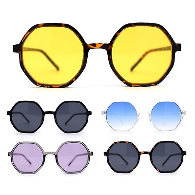 #ad Mens Retro Squared Octagon Plastic Hippie Sunglasses