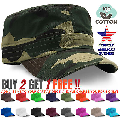 #ad Men Cap Army Hat Cadet Castro Military Patrol Hats Baseball Caps Camo Adjustable $8.95