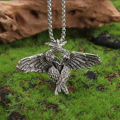 #ad Celestial Seraphim Jewelry Vintage Silver Winged Angel Standing Pendant Necklace