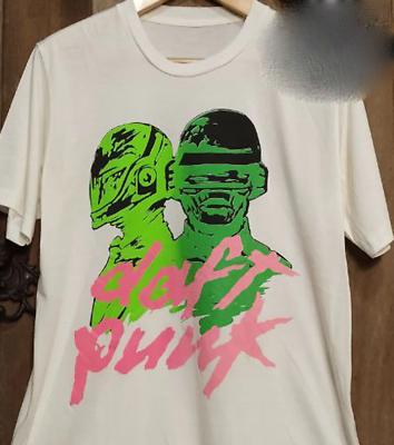 #ad Vintage Daft Punk Shirt Green Pink Graphic Tee Unisex S 5Xl