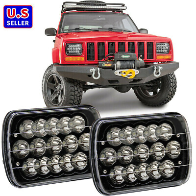 #ad For Jeep Cherokee XJ 1984 2001 Pair 5x7 7x6 LED Headlights Sealed High Low Beam