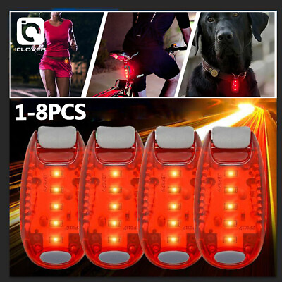 #ad 1 8PCS LED Night Safety Light Clip On Strobe Running Lights For Cycling Warning