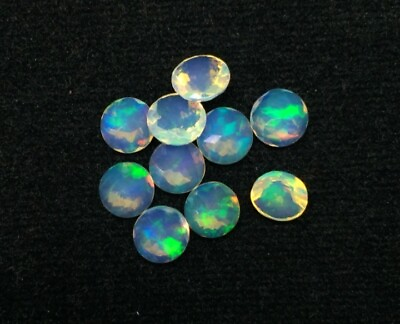#ad Ethiopian Opal Gemstone Faceted Opal Round Multi Fire Natural Opal Cut 5 MM Roun