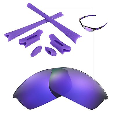 #ad Walleva Polarized Purple Lenses And Rubber Kit For Oakley Flak Jacket Sunglasses