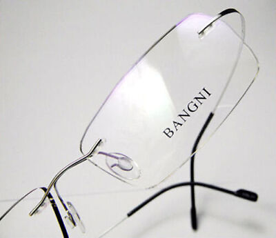 #ad Ultra Light Flexible Rimless β Titanium Eyeglass Frame Screwless Print word Lens