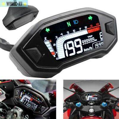 #ad 1PCS Motorcycle LED Speedometer LCD Digital Odometer Guage For 2 4 cylinder Part