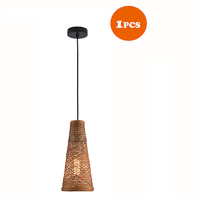 #ad 1Pcs Retro Rattan Hand woven Ceiling Lamp Pendant Lighting Chandelier