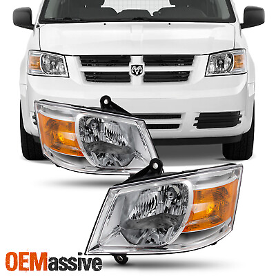 #ad Fit 08 10 Dodge Grand Caravan Clear Replacement Left Right Side Headlight Pair