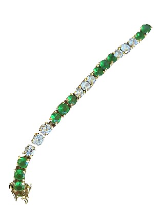 #ad Womens Bracelt 14k over sterling w Lab stones amp; 4 kts of Emeralds