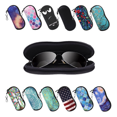 #ad Glasses Case with Carabiner Portable Neoprene Zipper Sunglasses Soft Case $9.99