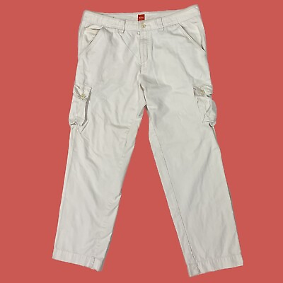 #ad Hugo Boss Remus Cargo Pants Men#x27;s 38R Off White Straight Leg Cotton