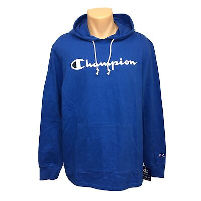 #ad Champion Authentic Logo Hoodie Men’s Size L Large Hooded Pullover Sweatshirt